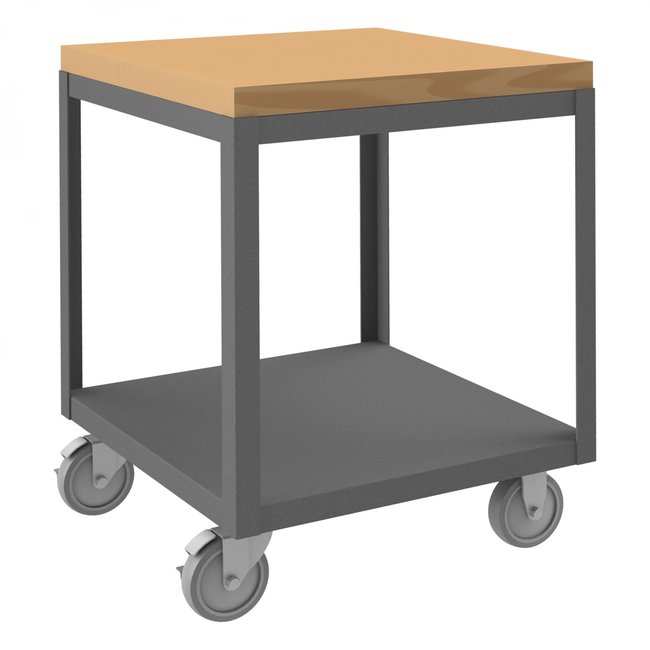 DURHAM MFG HMT-2424-2-MT-95 High Deck Mobile Table, 2 Shelves