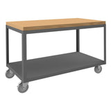 DURHAM MFG HMT-2448-2-MT-95 High Deck Mobile Table, 2 Shelves