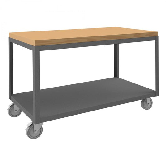 DURHAM MFG HMT-2448-2-MT-95 High Deck Mobile Table, 2 Shelves