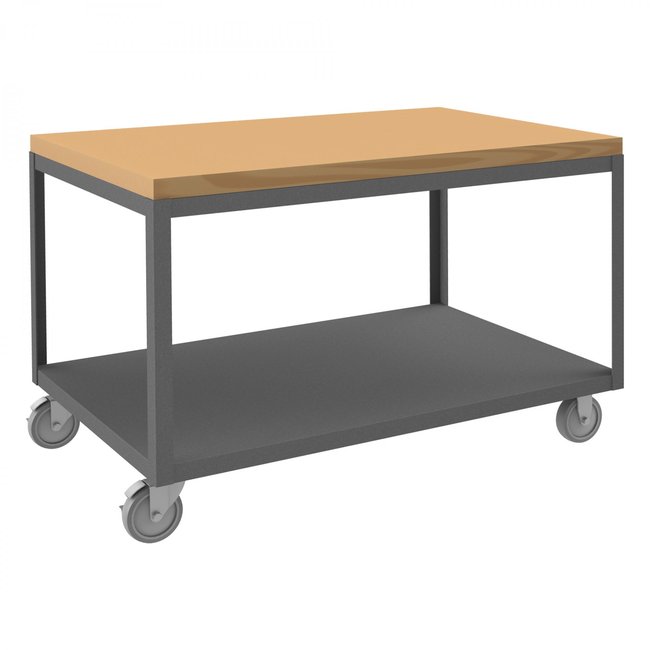 DURHAM MFG HMT-3048-2-MT-95 High Deck Mobile Table, 2 Shelves