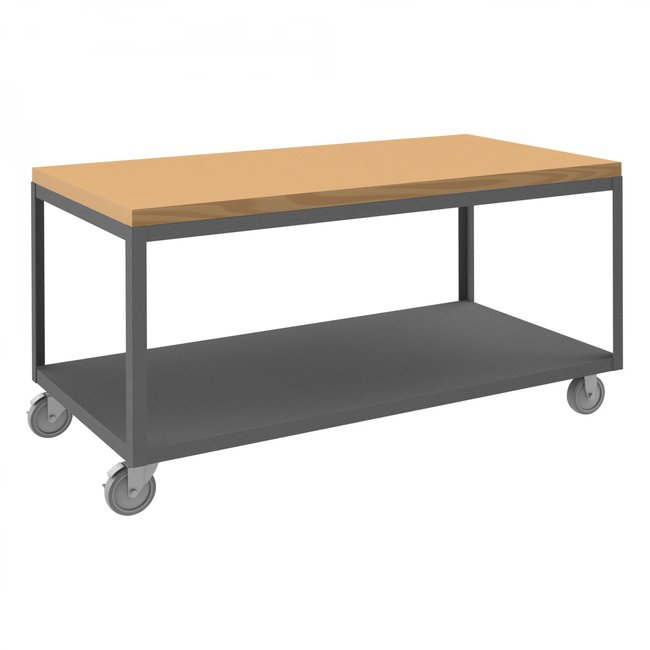 DURHAM MFG HMT-3060-2-MT-95 High Deck Mobile Table, 2 Shelves