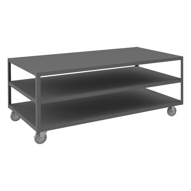 DURHAM MFG HMT-3672-3-95 High Deck Mobile Table, 3 Shelves