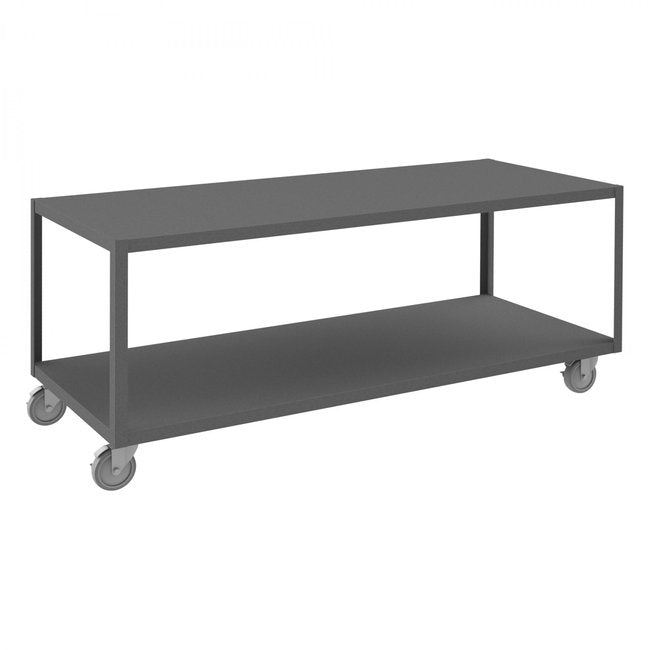 DURHAM MFG HMT12G30725PU295 High Deck Mobile Table, 2 Shelves