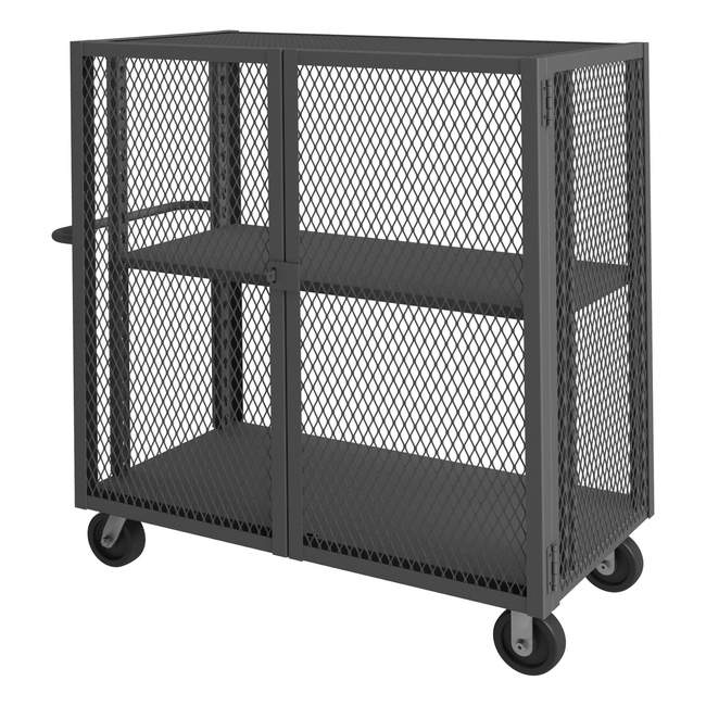 DURHAM MFG HTL-2448-DD-1AS-95 Security Mesh Truck, 2 Shelves, 24 x 48