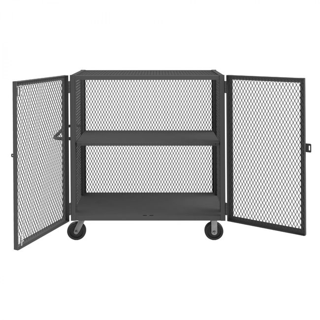 DURHAM MFG HTL-2448-DD-1AS-95 Security Mesh Truck, 2 Shelves, 24 x 48