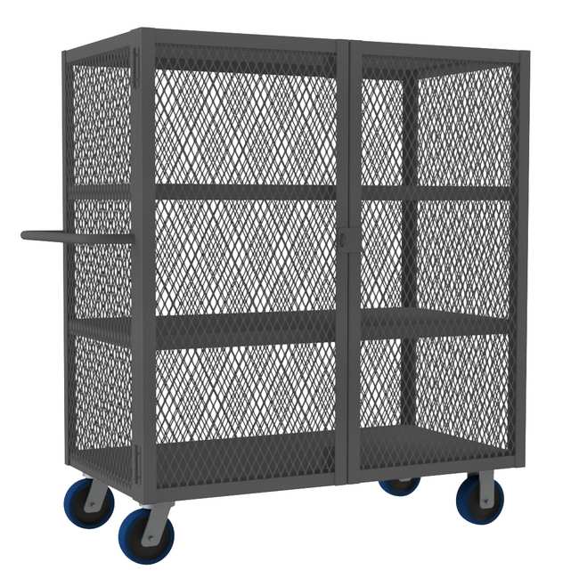 DURHAM MFG HTL-2448-DD-3-6PU-95 Security Mesh Truck, 3 Shelves, 24 x 48