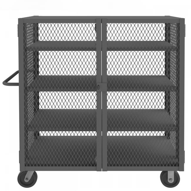 DURHAM MFG HTL-2448-DD-3AS-95 Security Mesh Truck, 4 Shelves, 24 x 48
