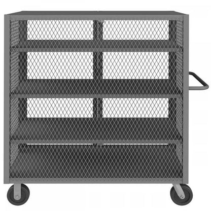 DURHAM MFG HTL-2448-DD-3AS-95 Security Mesh Truck, 4 Shelves, 24 x 48
