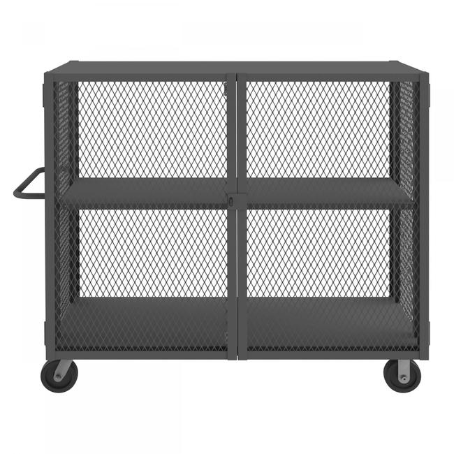 DURHAM MFG HTL-2460-DD-1AS-95 Security Mesh Truck, 2 Shelves, 24 x 60