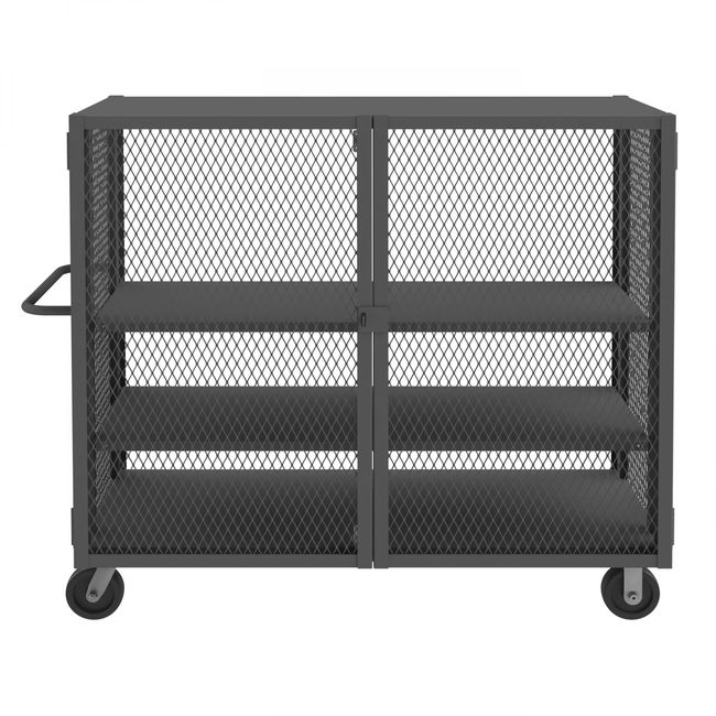 DURHAM MFG HTL-2460-DD-2AS-95 Security Mesh Truck, 3 Shelves, 24 x 60