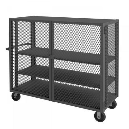 DURHAM MFG HTL-2460-DD-2AS-95 Security Mesh Truck, 3 Shelves, 24 x 60