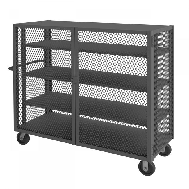 DURHAM MFG HTL-2460-DD-3AS-95 Security Mesh Truck, 4 Shelves, 24 x 60