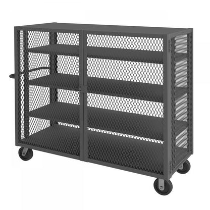 DURHAM MFG HTL-2460-DD-3AS-95 Security Mesh Truck, 4 Shelves, 24 x 60