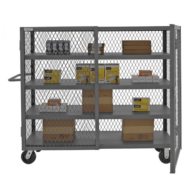 DURHAM MFG HTL-2460-DD-4-95 Security Mesh Truck, 4 Shelves, 24 x 60