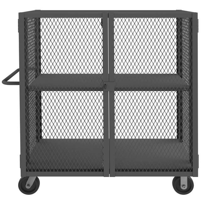 DURHAM MFG HTL-3048-DD-1AS-95 Security Mesh Truck, 2 Shelves, 30 x 48