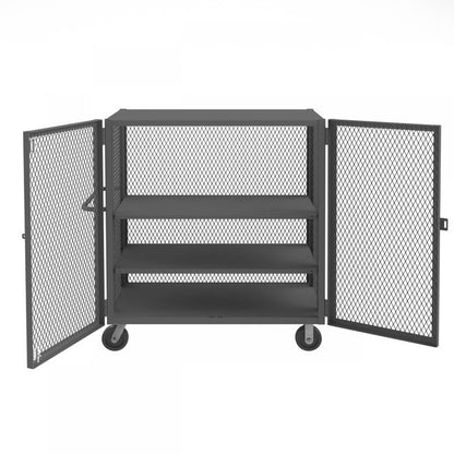 DURHAM MFG HTL-3048-DD-2AS-95 Security Mesh Truck, 3 Shelves, 30 x 48