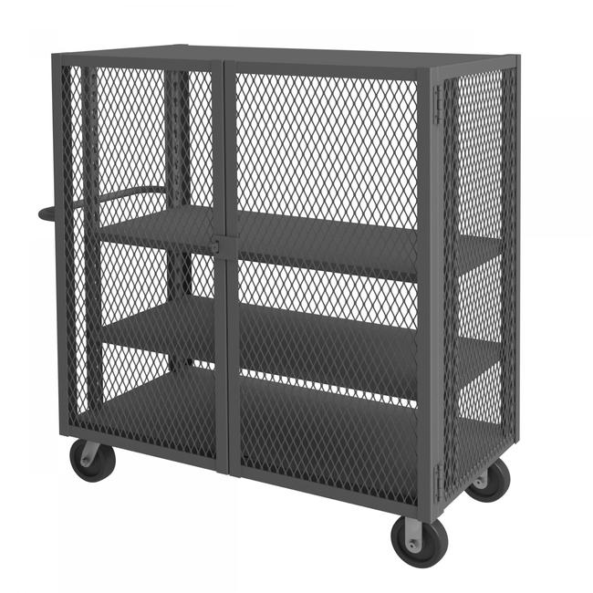 DURHAM MFG HTL-3048-DD-2AS-95 Security Mesh Truck, 3 Shelves, 30 x 48