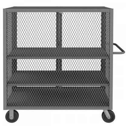 DURHAM MFG HTL-3048-DD-2AS-95 Security Mesh Truck, 3 Shelves, 30 x 48