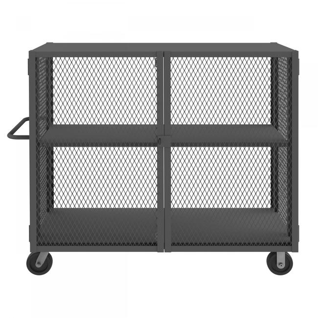 DURHAM MFG HTL-3060-DD-1AS-95 Security Mesh Truck, 2 Shelves, 30 x 60