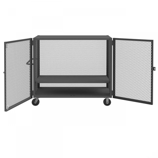 DURHAM MFG HTL-3060-DD-1AS-95 Security Mesh Truck, 2 Shelves, 30 x 60