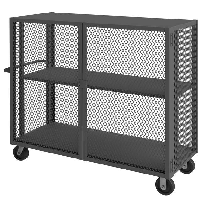 DURHAM MFG HTL-3060-DD-1AS-95 Security Mesh Truck, 2 Shelves, 30 x 60