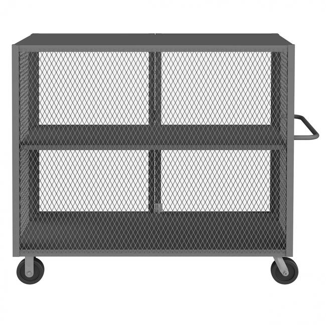 DURHAM MFG HTL-3060-DD-1AS-95 Security Mesh Truck, 2 Shelves, 30 x 60