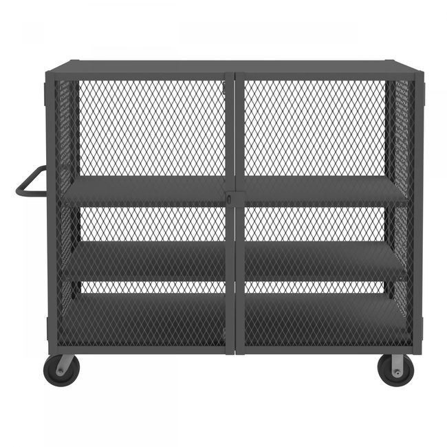 DURHAM MFG HTL-3060-DD-2AS-95 Security Mesh Truck, 3 Shelves, 30 x 60