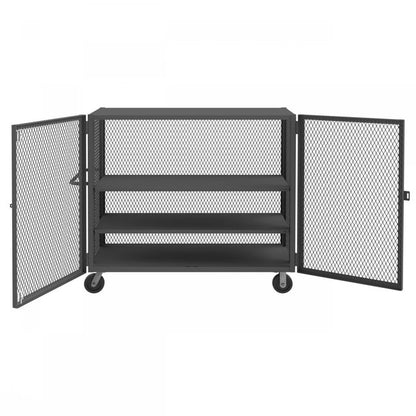 DURHAM MFG HTL-3060-DD-2AS-95 Security Mesh Truck, 3 Shelves, 30 x 60