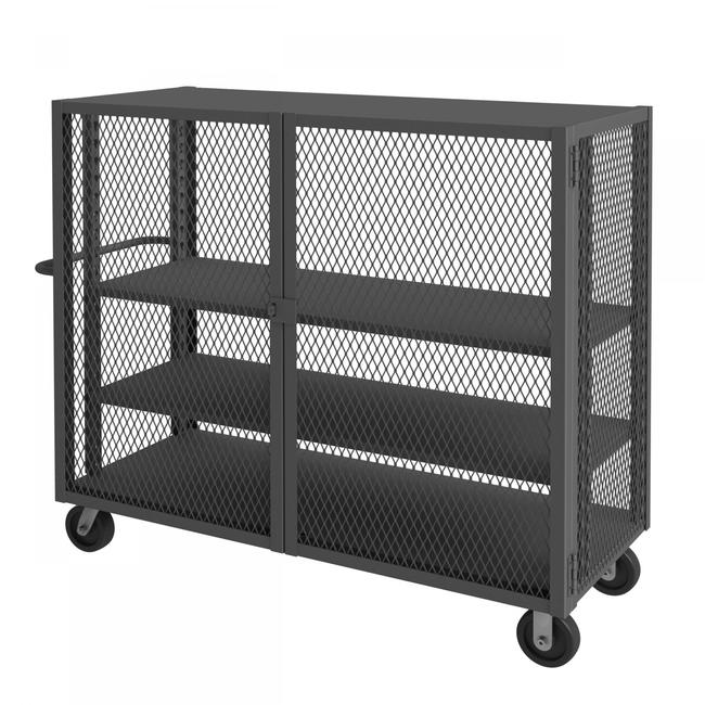 DURHAM MFG HTL-3060-DD-2AS-95 Security Mesh Truck, 3 Shelves, 30 x 60
