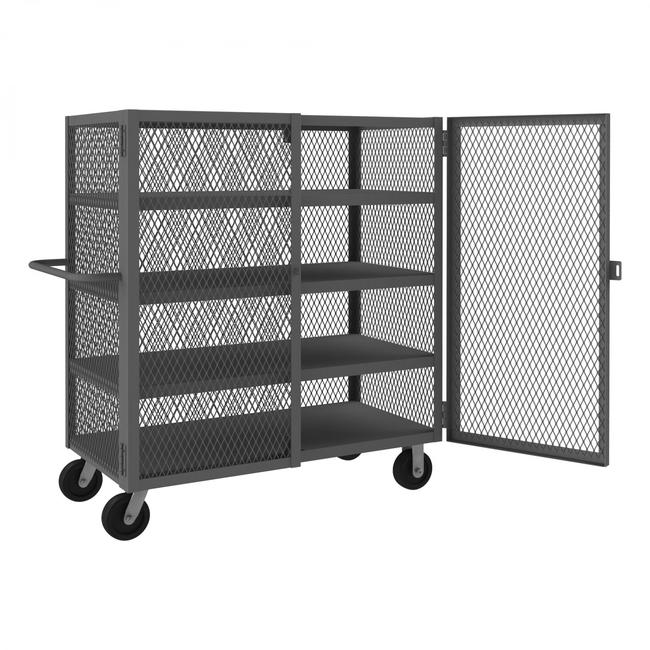 DURHAM MFG HTL-3060-DD-4-95 Security Mesh Truck, 4 Shelves, 30 x 60
