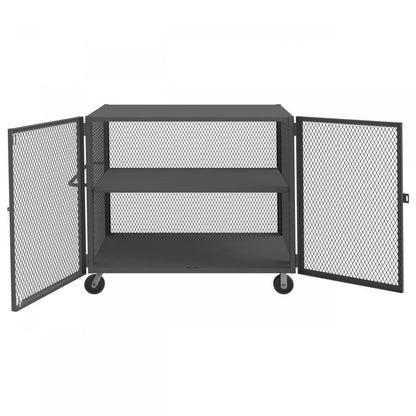 DURHAM MFG HTL-3660-DD-1AS-95 Security Mesh Truck, 2 Shelves, 36 x 60