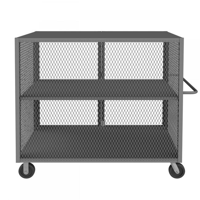 DURHAM MFG HTL-3660-DD-1AS-95 Security Mesh Truck, 2 Shelves, 36 x 60