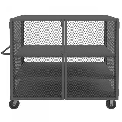 DURHAM MFG HTL-3660-DD-2AS-95 Security Mesh Truck, 3 Shelves, 36 x 60