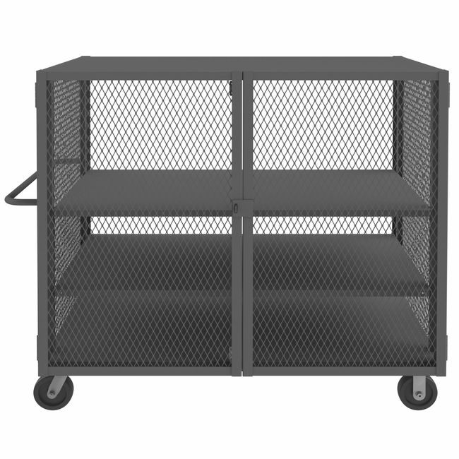 DURHAM MFG HTL-3660-DD-2AS-95 Security Mesh Truck, 3 Shelves, 36 x 60