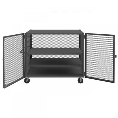 DURHAM MFG HTL-3660-DD-2AS-95 Security Mesh Truck, 3 Shelves, 36 x 60