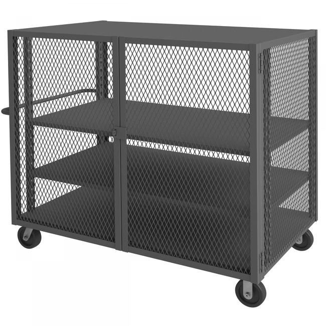 DURHAM MFG HTL-3660-DD-2AS-95 Security Mesh Truck, 3 Shelves, 36 x 60