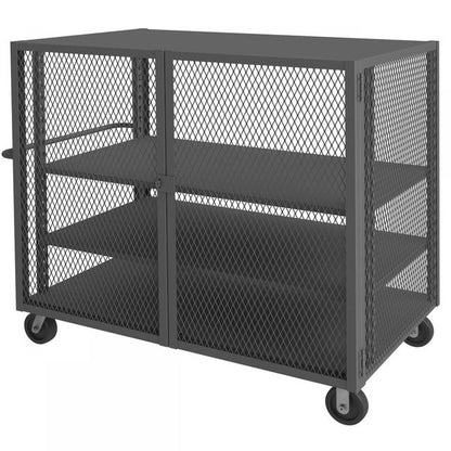 DURHAM MFG HTL-3660-DD-2AS-95 Security Mesh Truck, 3 Shelves, 36 x 60