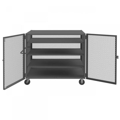 DURHAM MFG HTL-3660-DD-3AS-95 Security Mesh Truck, 4 Shelves, 36 x 60