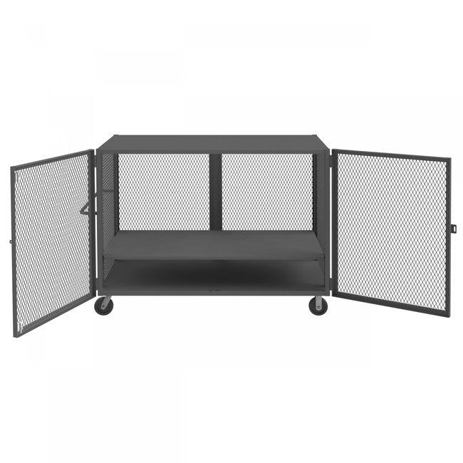 DURHAM MFG HTL-3672-DD-1AS-95 Security Mesh Truck, 2 Shelves, 36 x 72