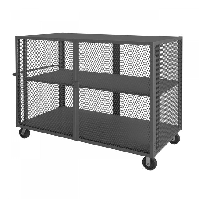 DURHAM MFG HTL-3672-DD-1AS-95 Security Mesh Truck, 2 Shelves, 36 x 72