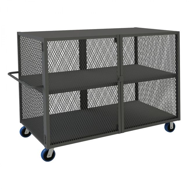 DURHAM MFG HTL-3672-DD-2-6PU-95 Security Mesh Truck, 2 Shelves, 36 x 72
