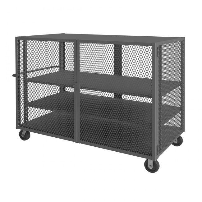 DURHAM MFG HTL-3672-DD-2AS-95 Security Mesh Truck, 3 Shelves, 36 x 72