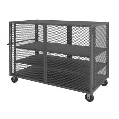 DURHAM MFG HTL-3672-DD-2AS-95 Security Mesh Truck, 3 Shelves, 36 x 72