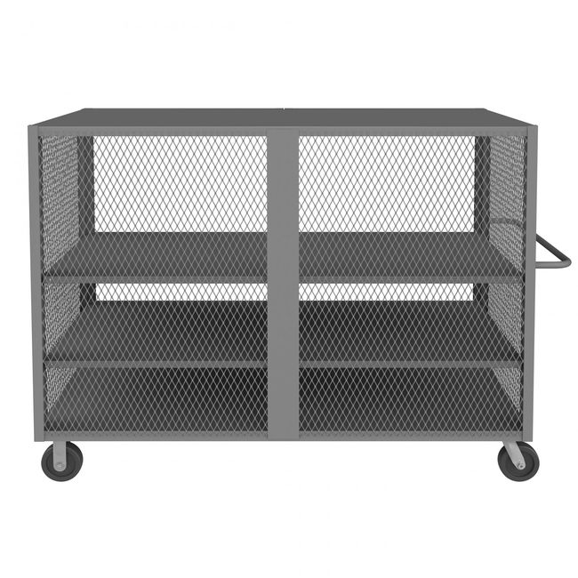 DURHAM MFG HTL-3672-DD-2AS-95 Security Mesh Truck, 3 Shelves, 36 x 72