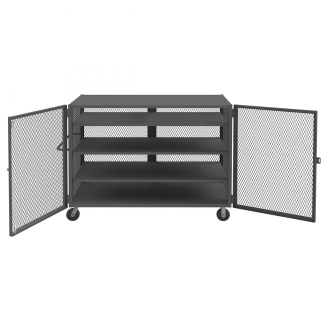 DURHAM MFG HTL-3672-DD-3AS-95 Security Mesh Truck, 4 Shelves, 36 x 72