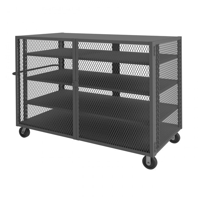 DURHAM MFG HTL-3672-DD-3AS-95 Security Mesh Truck, 4 Shelves, 36 x 72