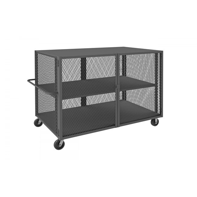 DURHAM MFG HTL-4474-DD-1AS-95 Security Mesh Truck, 2 Shelves, 44 x 74