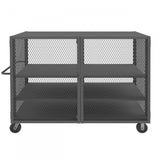 DURHAM MFG HTL-4474-DD-2AS-95 Security Mesh Truck, 3 Shelves, 44 x 74