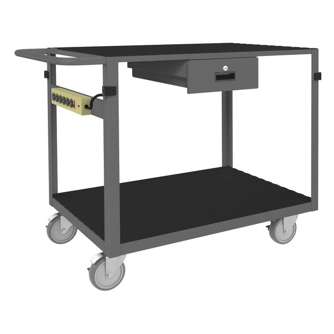 DURHAM MFG IC24361DRPS4SW5PU95 Instrument Cart, 2 Flush Shelves