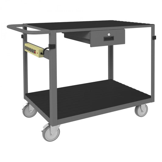 DURHAM MFG IC24361DRPS5PU95 Instrument Cart, 2 Flush Shelves